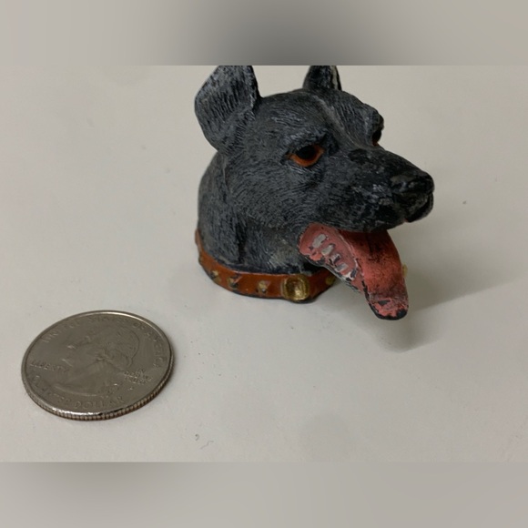 Antique Heavy Metal Decorative Figural Dog Head Cane Topper Cap Brutalist - Picture 16 of 16